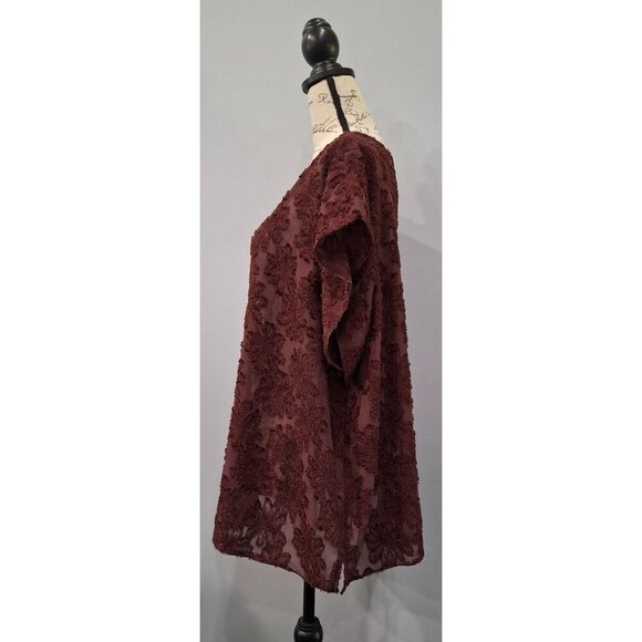 EUC 14th and Union Burgundy Embroidered Blouse/Sz. 3X - Picture 3 of 6